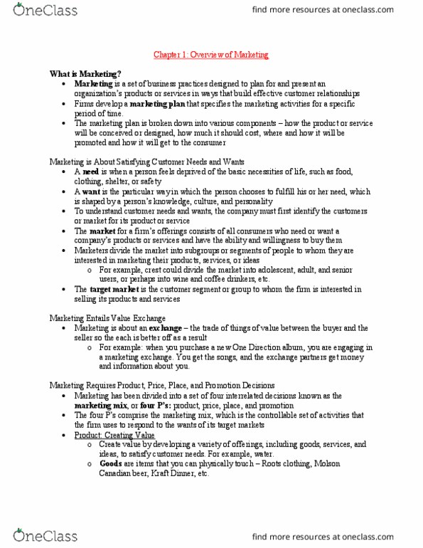 MKT 100 Chapter 1-12, 14, 15: Textbook Notes thumbnail
